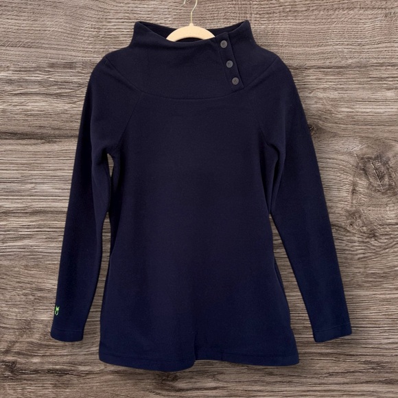 Dudley Stephens Marielle Mock Neck Tunic Navy Blue Vello Fleece Small NWT - Picture 2 of 7
